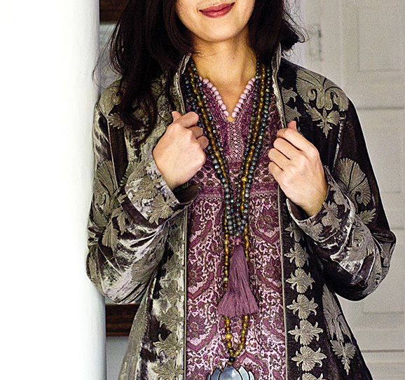 paired with a silk velvet long coat, embroidered in an ancient ottoman design